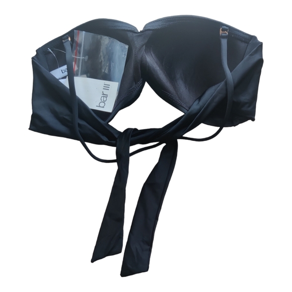 NWT Bar III Twist Bandeau Bikini Swim Top, Size S, Color Black. - Picture 8 of 11